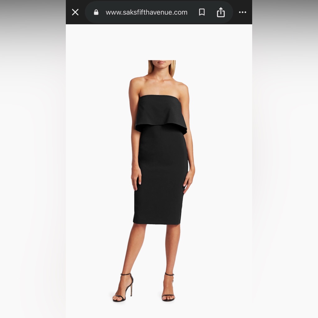 Likely Black Strapless Overlay Midi Dress, Size 4